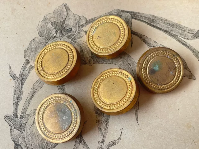 5 boutons anciens en métal doré - Mercerie Couture  French button