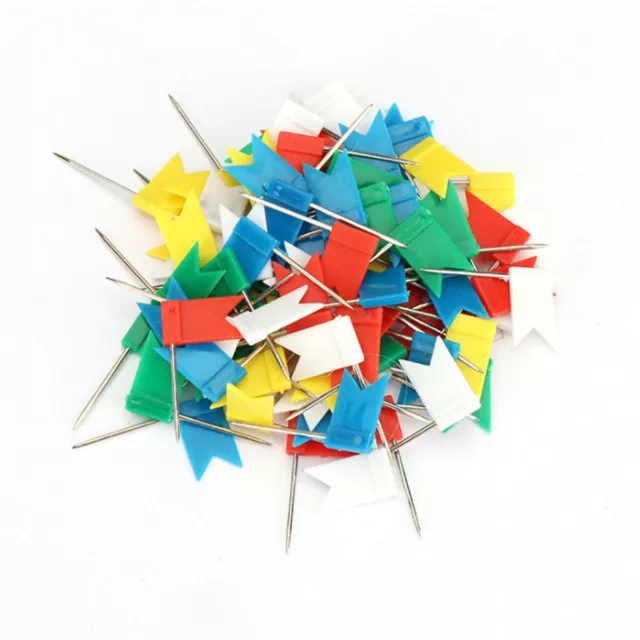 100PCS Flag Marker Shape Map Pins Cork Notice Board Push Assorted Office&Home C