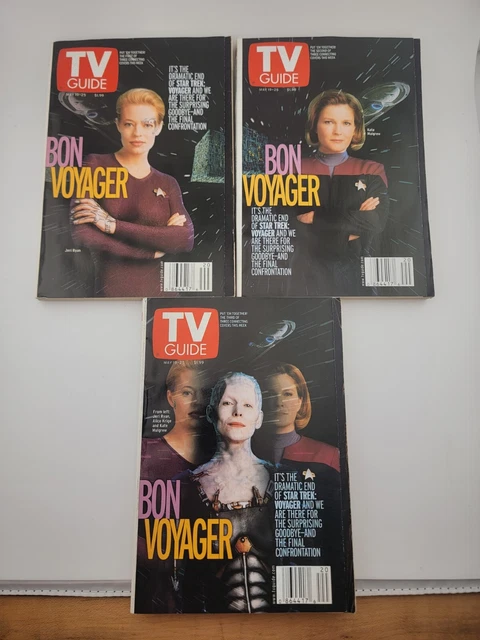 Lot of 3 TV Guide Star Trek Voyager 7 of 9, Janeway, Borg Queen May 19-25 2001