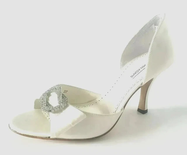 Scarpe Corte A Stiletto Benjamin Adams Avorio Seta Punta Aperta Misura Uk 4 (37
