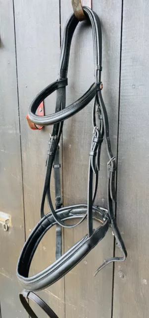 Albion KB Comfort Bridle With Crank Flash Noseband, Full Size - Black