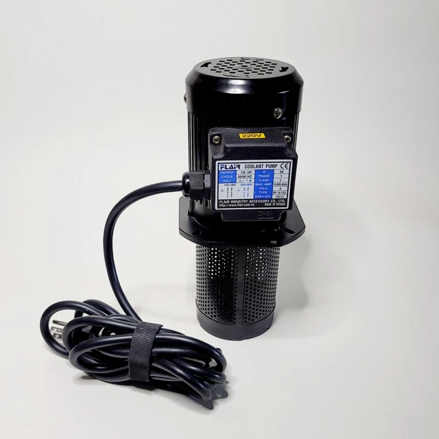 FLAIR 1/8 HP Filtered Coolant Pump, 220V/440V, 3PH, 130mm (5"); 10' Power Cord