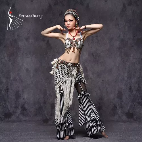 Tribal Belly Dance Costumes Vintage Coins Bra Tassel Belt Pants Women Tribal Top