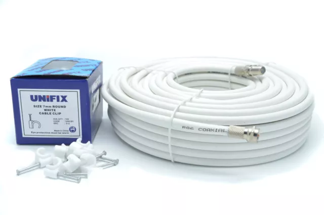 5M Meter White RG6 Satellite Freesat Coax Cable Lead For Sky Plus HD TV Coaxial