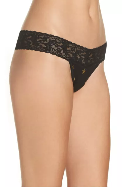 Hanky Panky L4516 Black w/ Golden Stars Low Rise Women's Thong One Size 2