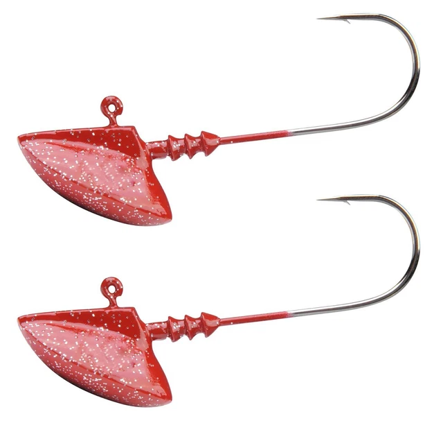 Spro Erie Jighead Red Glitter Jig 22 - 2 Jigköpfe Gamakatsu, Jighaken, Bleiköpfe