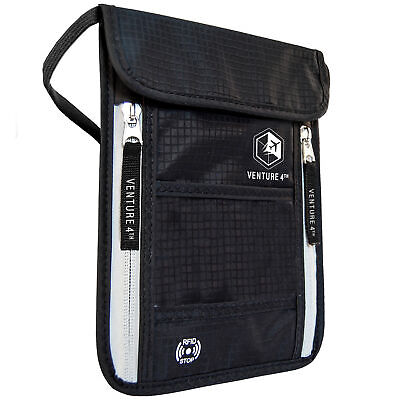 VENTURE 4TH Travel Neck Pouch Neck Wallet with RFID Blocking 5.5" x 8" + Colors