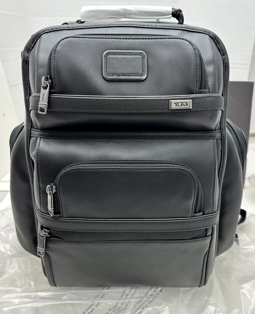New Genuine Tumi Brief Pack Alpha 3 Black Leather Backpack 09603580DL3