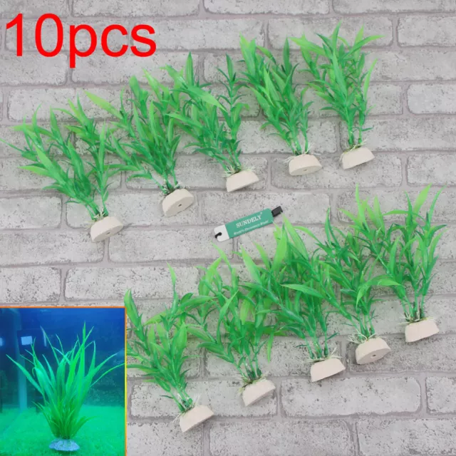 Fast Ship 6" Aquarium Fish Tank Plastic Plants for Decoration Bamboo leaf GREEN