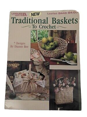Folleto de colección 1993 Leisure Arts cestas tradicionales de ganchillo folleto 2445