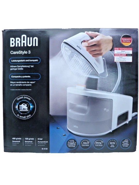 Centrale Vapeur Braun CareStyle 3 IS3132WH - 2400W - Réservoir 2L - FreeGlide 3D