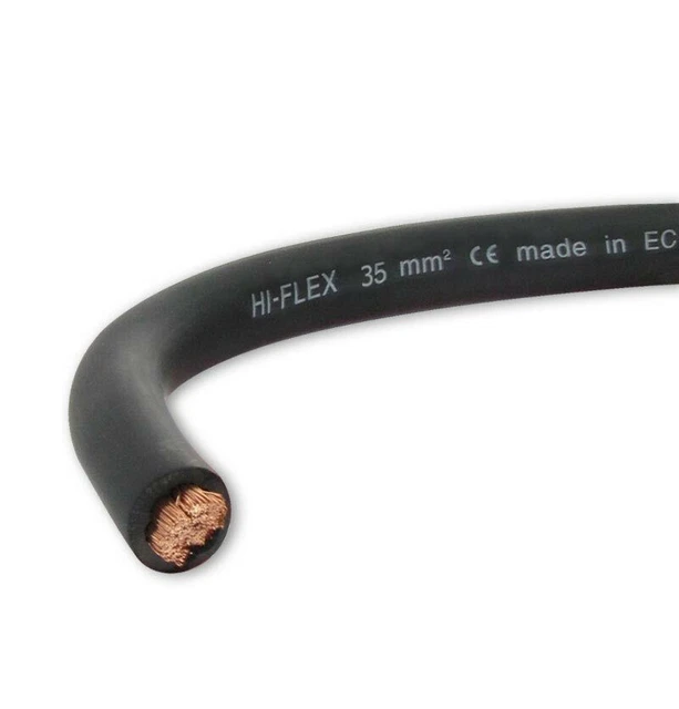 CABLE ELECTRIQUE EXTRA SOUPLE BATTERIE SOUDAGE NOIR 35 mm² - LONGUEUR AU CHOIX
