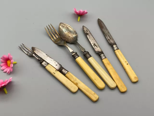 Vintage EPNS Cutlery Set of 3 Small Dessert Knives, 2 Forks and A Spoon