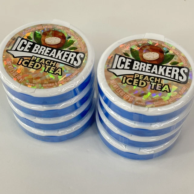 ICE BREAKERS PEACH Iced Tea Sugar Free Mints 1.5 oz ea 8 Packs 34.89
