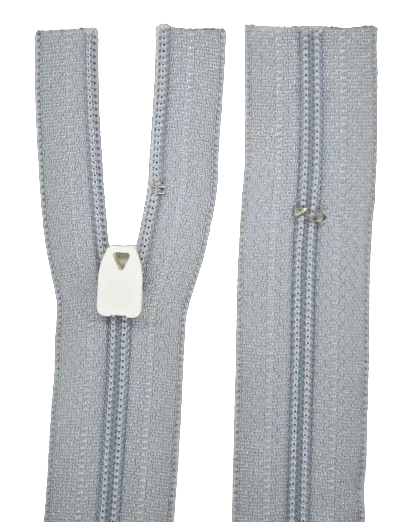 Reißverschluss Bettwäsche hell grau mit weißem Wäschschieber  Länge bis 200 cm