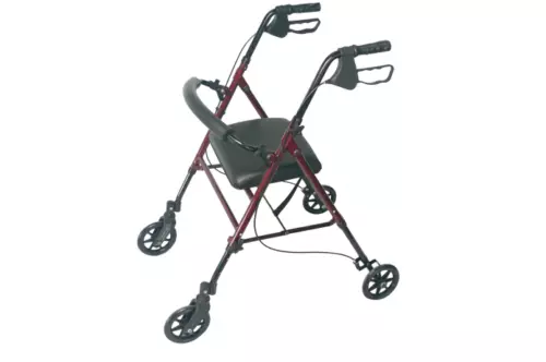 Folding Adjustable Rollator Walker Assist Stroller With 4 Wheels Seat and Back