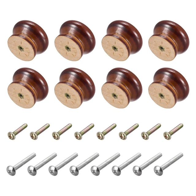 Rotonde Legno Manopole,8pz 33mm Dia Tirare Maniglie per Cassetto,Scuro Marrone