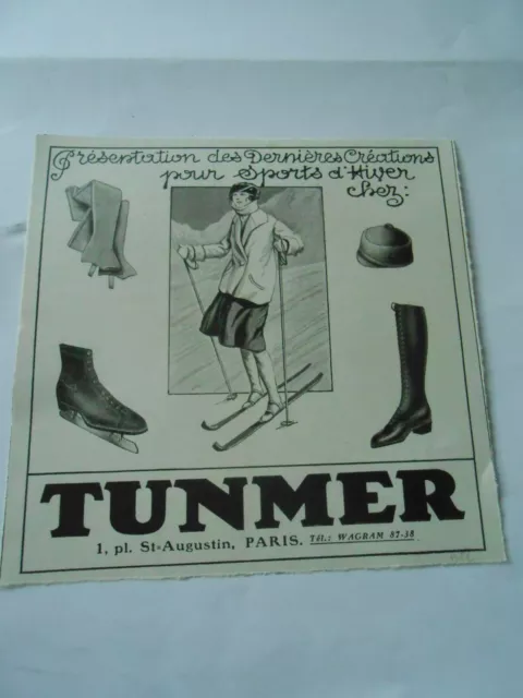 Publicité 1922   Tunmer dernières créations pour Sport d'hiver