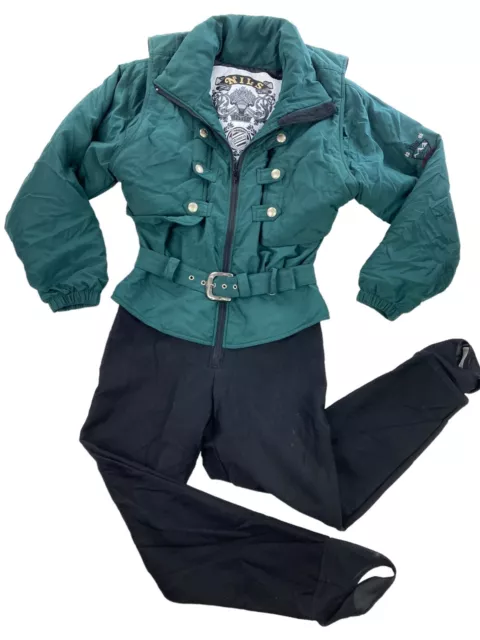 VTG Nils Women's One Piece Ski Suit Snow Suit Apres Bib Green/Black • Size 12