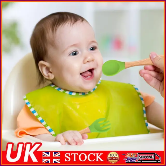 Baby Wooden Silicone Feeding Spoon Toddlers BPA-free Tableware (7)