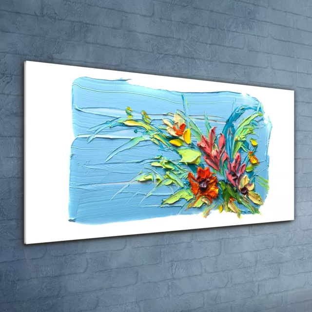 Druck auf Glas Wandbild Glasbilder 120x60 Ölgemälde Blumen Kunst