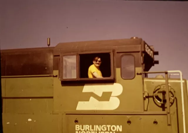 Vtg 35mm Slide Burlington Northern Railroad Train Engine 5201 Engineer 1979
