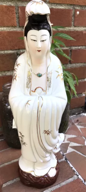 Vintage Chinese  Porcelain  KwanYin  Figure 17” Dehua Guanyin Goddess Of Mercy