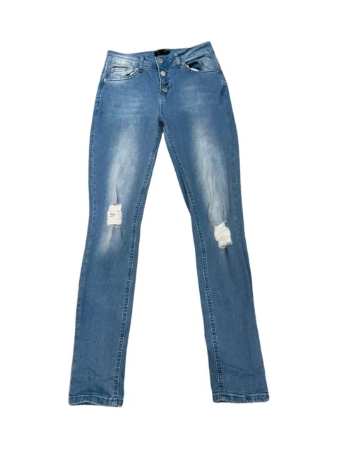 Select blue mid rise skinny ripped jeans womens size 10 (DD08)