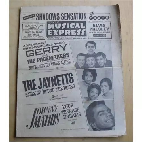 Various 1963 Nme Magazine October 25 1963 Shadows Sensation Headline 9Some Agein