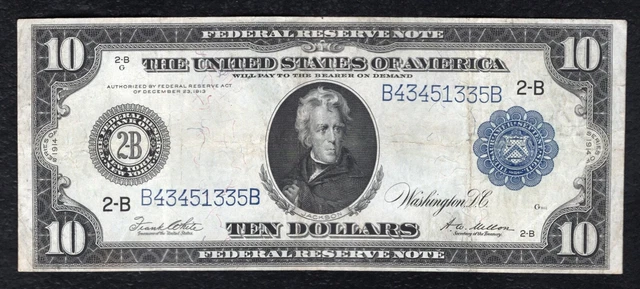 FR. 911a 1914 $10 TEN DOLLARS FRN FEDERAL RESERVE NOTE NEW YORK, NY VERY FINE