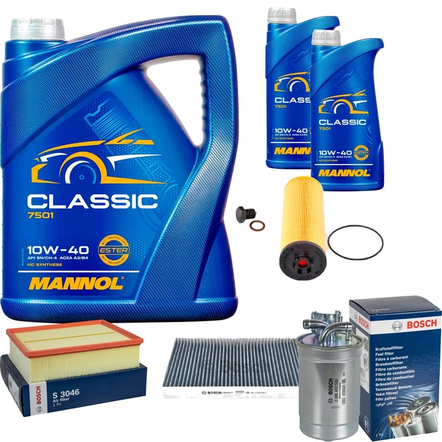 BOSCH INSPECTION SET 7 L mannol Classic 10W-40 pour Audi A4 Avant 8ED ...