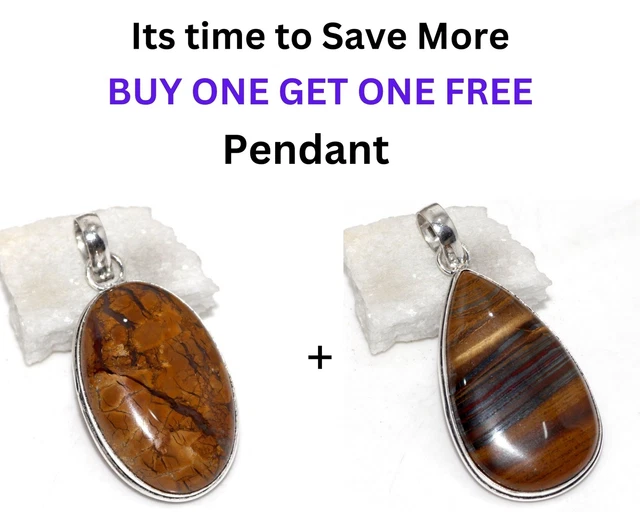 African Moss, Tiger Eye Fresh Stock Deals Pendant Combo Set 2-2.3" GW