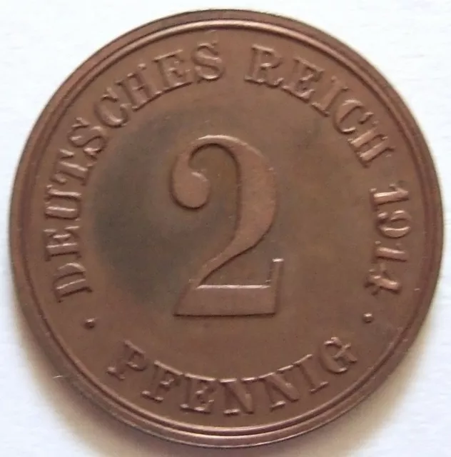 Moneta Reich Tedesco Impero Tedesco 2 Pfennig 1914 E IN Proof