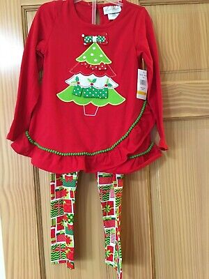 NWT Emily Rose Christmas Tree Shirt Top Leggings Set Christmas Holiday Girls