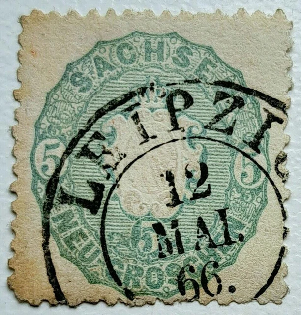 SACHSEN 1863 . MiNr. 19a . 5 Ngr . BPP geprüft . K2 LEIPZIG