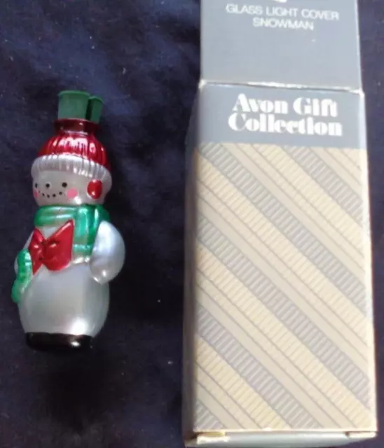 Collectible Avon Glass Light Cover – Snowman – NEW IN BOX – CUTE HOLIDAY DÉCOR