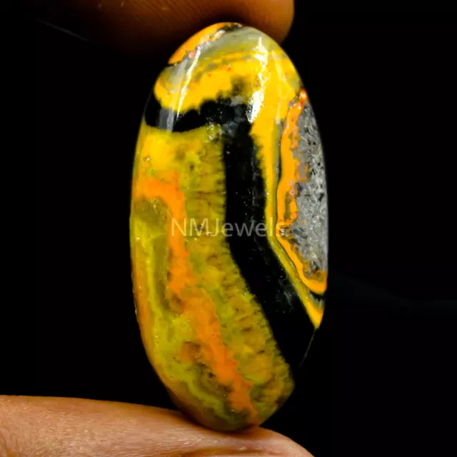 Cts. 37.40 Natural Eclipse Bumble Bee Jasper Cabochon Loose Oval Cab Gemstone