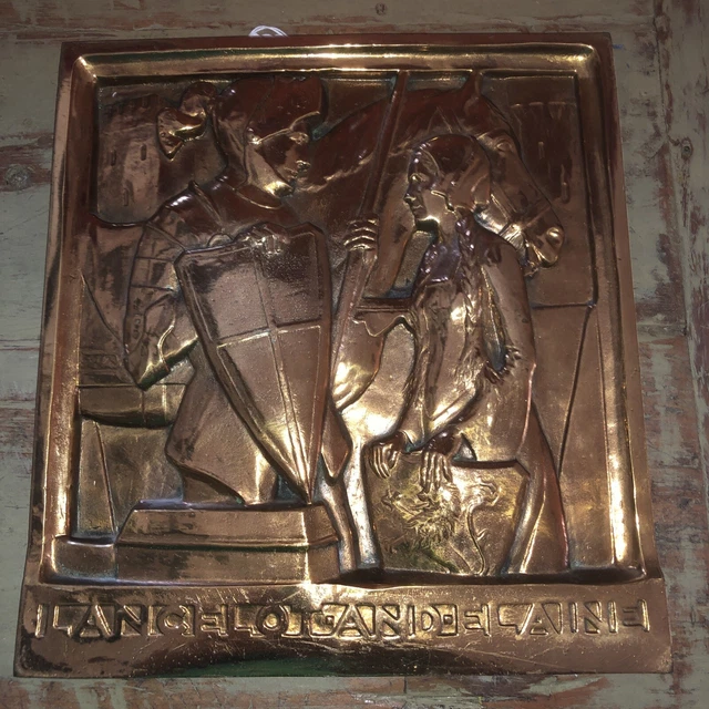 Sir Lancelot and Elaine Bronze / Brass plaque Sculpture Ready To Hang.