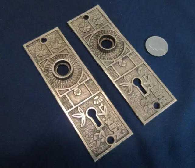 Set of 2 Victorian Eastlake Potted Plant Door Knob Backplates 1885  2 Available