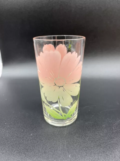 Set of 4 8 oz Vintage Swanky Swig Hibiscus Flower Federal Glasses Juice Tumblers 2