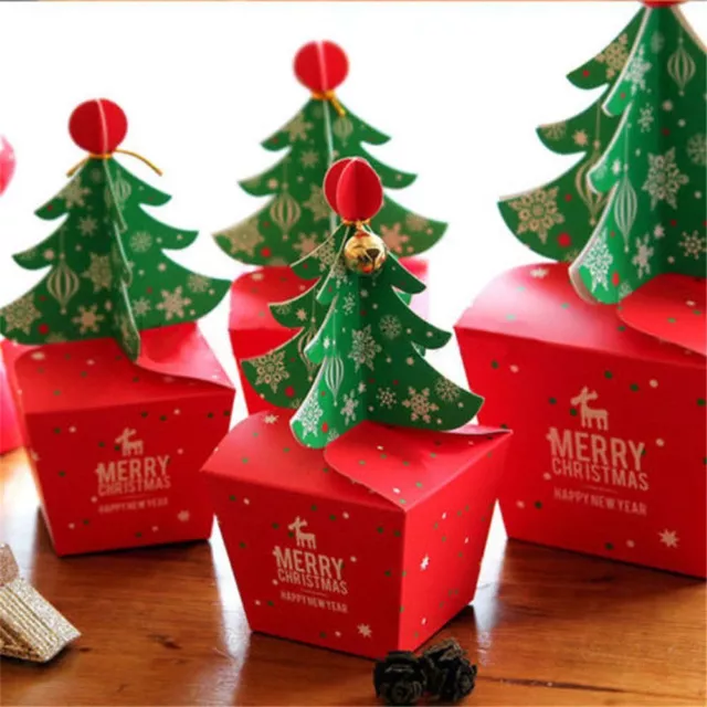 kids Cupcakes Dessert Candy Gift Apple Christmas Tree Pack Box Bell Xmas Bags