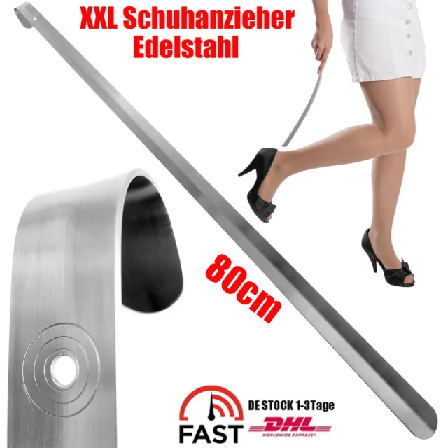 XXL Schuhanzieher lang Metall Schuhlöffel lange Schuhanziehhilfe Edelstahl 80cm