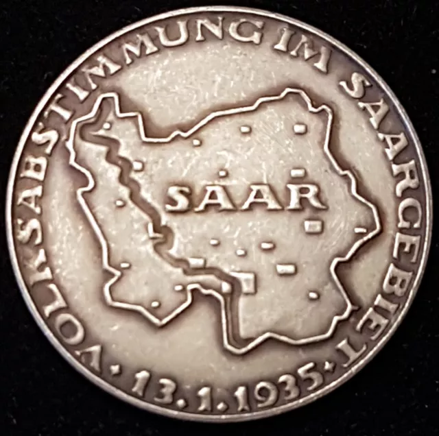 Medaille zur Volksabstimmung im Saargebiet, 1935, Feinsilber, vz/ vz+;