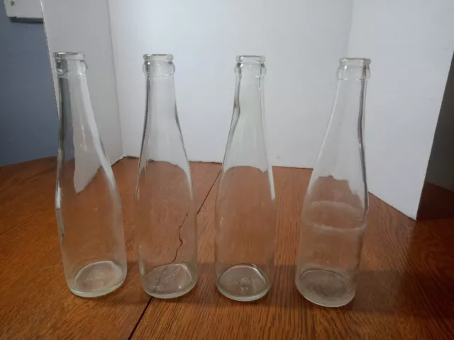4 Foster Forbes Glass Co. Clear Glass Bottle Vintage (3 Good Shape 1 Scratches)