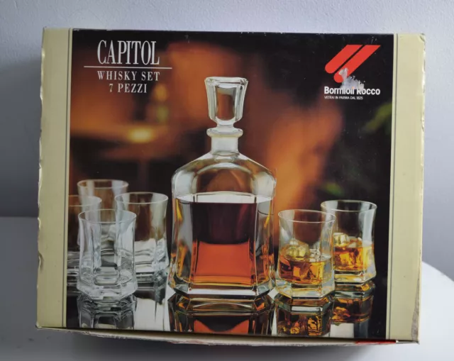 Décanteur à whisky Bormioli Rocco Capitol carafe et 6 verres, comme neuf