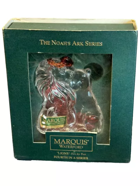 Waterford Marquis Lions 2 by 2 Noahs Ark Series Crystal Oranments Boxed