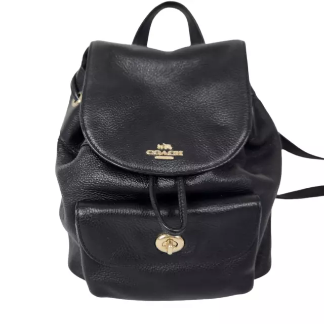 COACH BILLIE BLACK Pebble Leather Mini Backpack Daypack $125.00 - PicClick
