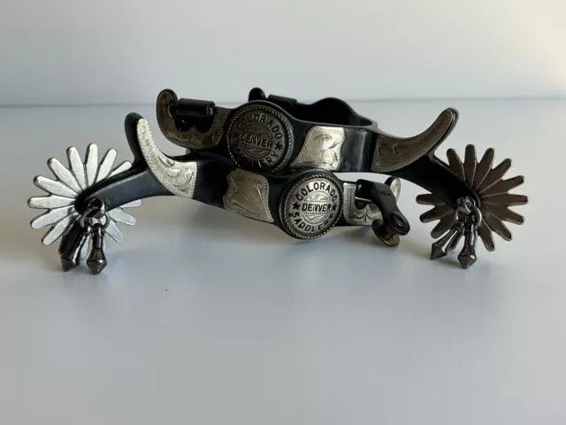 Vintage Pair Of Colorado Saddlery Spurs Denver Western Korea