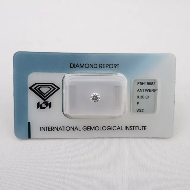IGI Diamant Naturel Non Traité Taille Brillant 0.30 CT F VS2 Certifié