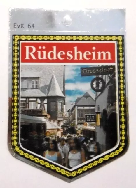 Souvenir-Aufkleber Rüdesheim am Rhein Drosselgasse Mittelrheintal Hessen 70er